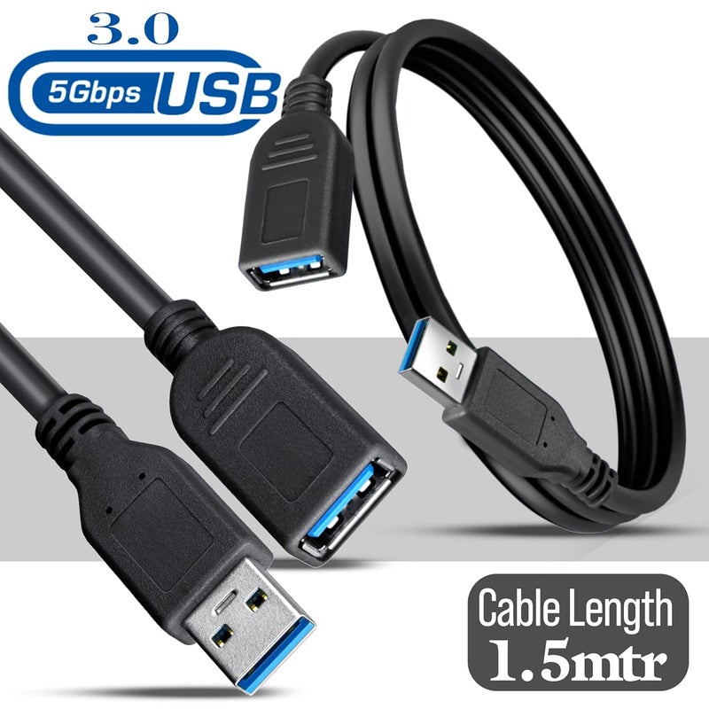 Storite USB 3.0 Extension Cable A Male to A Female – SuperSpeed 5Gbps Data Transfer Cord for Laptop, PC, Mac, Printer, Hard Drive, USB Hub (1.5 Meter / 150cm) - Image 2