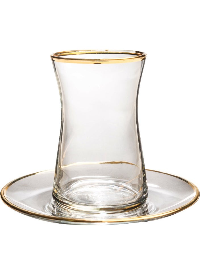 Royal Home - Roya Home Soprano Gold 12 Piece Tea Glass Set for 6 People - Image 1