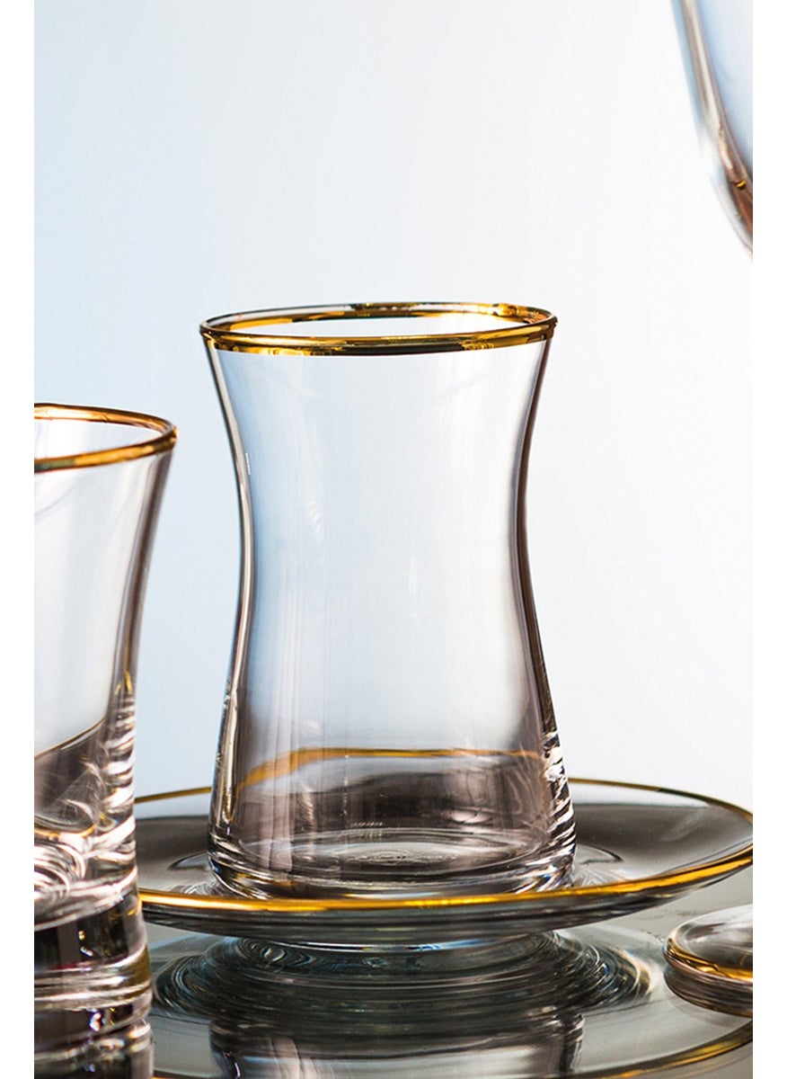 Royal Home - Roya Home Soprano Gold 12 Piece Tea Glass Set for 6 People - Image 1