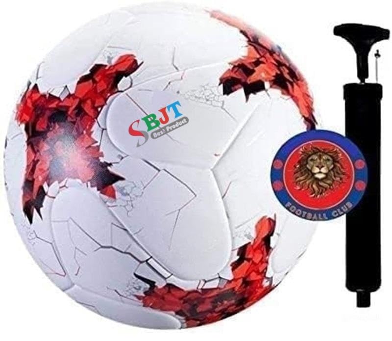 SBJT Football for All Ages Suited for The Grass Fields | PU | Suitable for Grass |Practice Ball | Soccer Ball | for Men/Women | Football Size - 5 (Rusia with Pump-01) - Image 1
