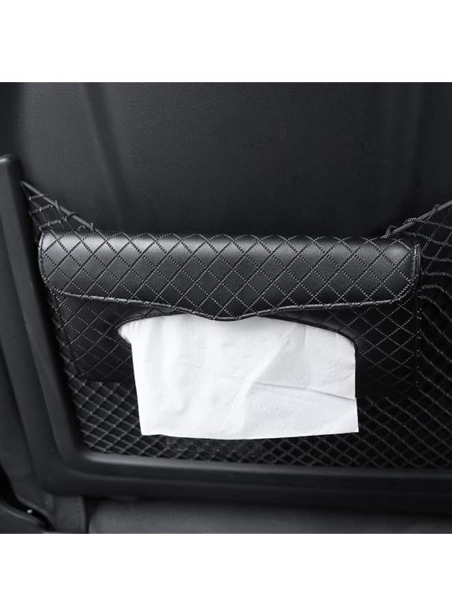 شواي حامل مناديل للسيارة، حامل علبة مناديل فاخرة للسيارة، حامل مناديل للحاجب الشمسي، حامل مناديل معلق لتزيين السيارة والشاحنة، علبة مناديل من الجلد الصناعي للمقعد الخلفي للسيارة مع عبوة إعادة تعبئة واحدة - Image 4