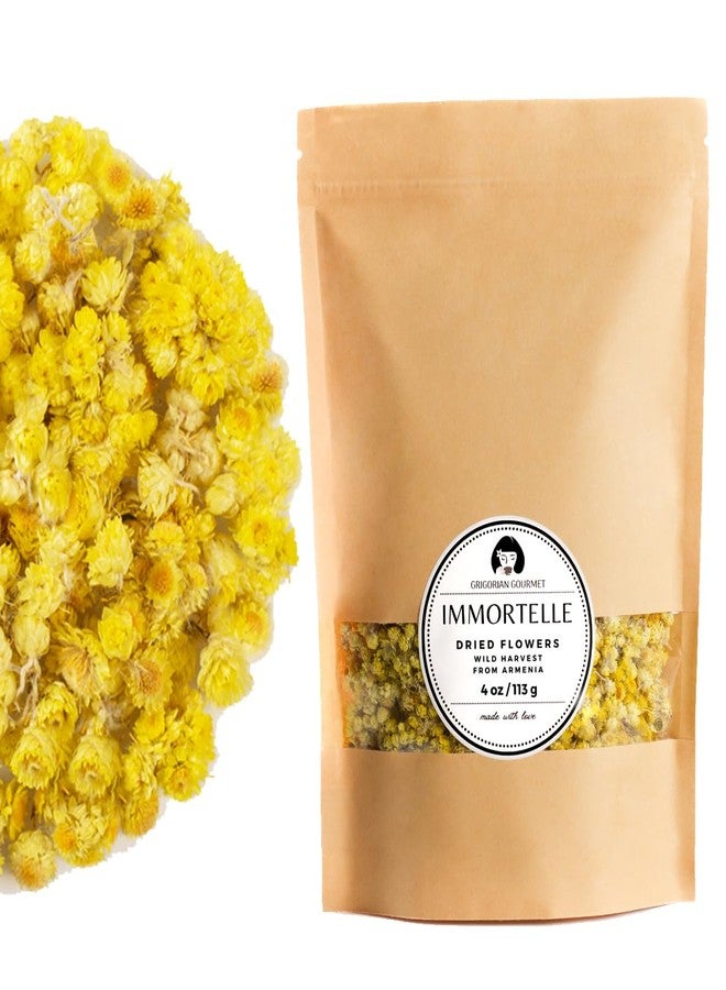 Helichrysum Immortelle Dried Flowers (4 OZ = 113 grams) Sandy Immortelle Herb Tea Wild Harvest from Armenia - Image 1