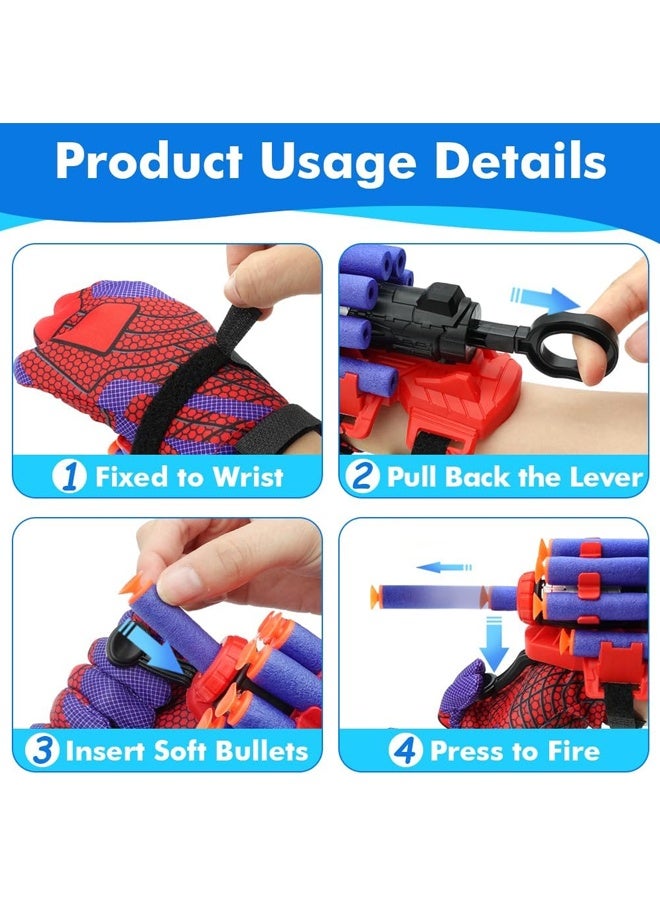 ألعاب إطلاق شبكة العنكبوت مع قفازات، مجموعة ألعاب إطلاق المعصم، ألعاب لعب دور الأبطال الخارقين للأطفال، هدية لأعياد الميلاد والهالوين والتنكر - Image 5