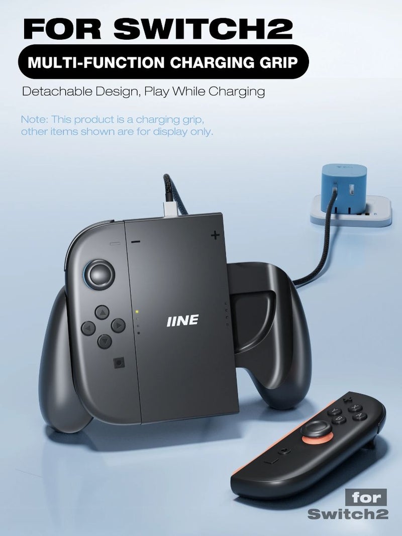 Iine Charging Grip for Switch 2 Joy-Con, Detachable Design with Overcharge Protection, Gaming Grip L1104 - Image 3