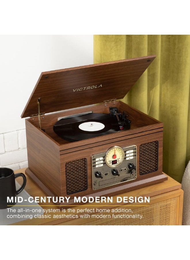 Victrola The Quincy 6 in 1 Music Center Bluetooth Record Player with Built-In Speakers - Walnut - Image 3