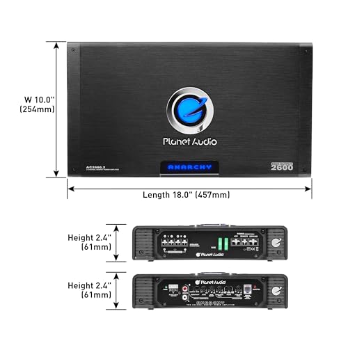 Planet Audio AC2600.2 Anarchy Series 2 Channel Class A/B Car Amplifier - 2600 High Output, 2-8 Ohm Stable, High/Low Level Inputs, High/Low Pass Crossover, Full Range, Hook Up to Subwoofer for Bass - Image 4