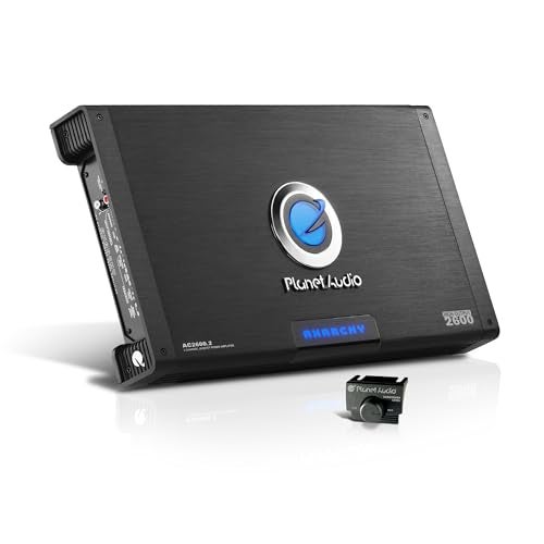 Planet Audio AC2600.2 Anarchy Series 2 Channel Class A/B Car Amplifier - 2600 High Output, 2-8 Ohm Stable, High/Low Level Inputs, High/Low Pass Crossover, Full Range, Hook Up to Subwoofer for Bass - Image 1