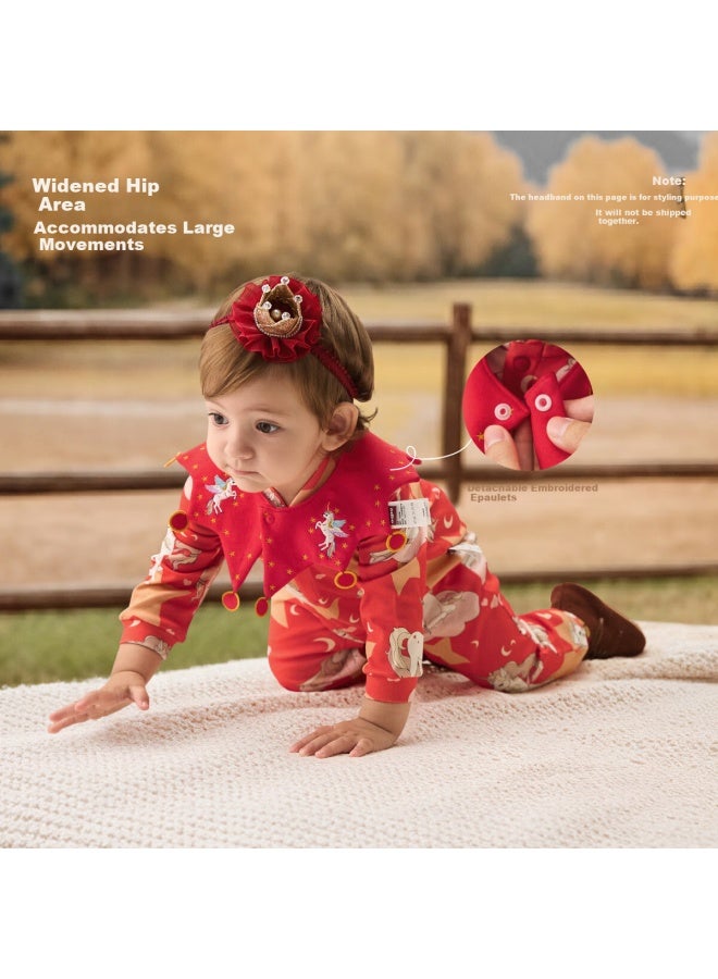 Aqpa [starshine Pony] Baby Romper Spring And Autumn Baby Outfits Clear Sky Blue 90cm - Image 3