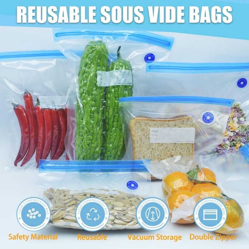 HaRvic HaRvic 3 pcs Vacuum Sealer Zipper Bags Sous Vide bags for food BPA Free Reusable Resalable with Air Valve Double Layers Food Storage 21X22  - Image 3