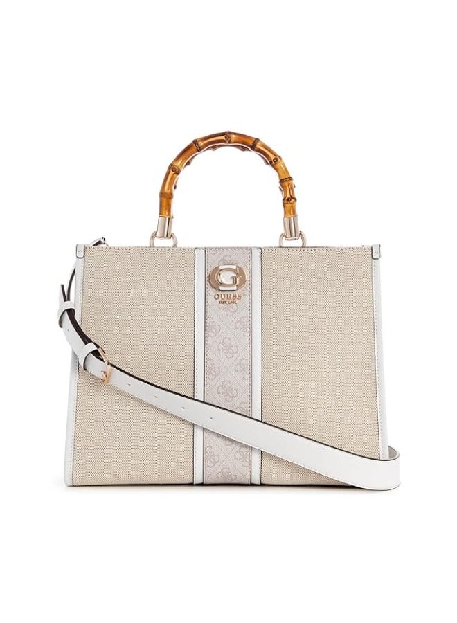 Guess Women’s Solid Handheld Tote Bag – Natural / Dove Logo - Image 1