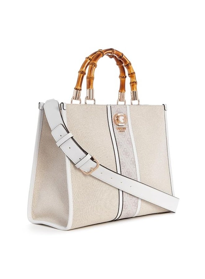 Guess Women’s Solid Handheld Tote Bag – Natural / Dove Logo - Image 2