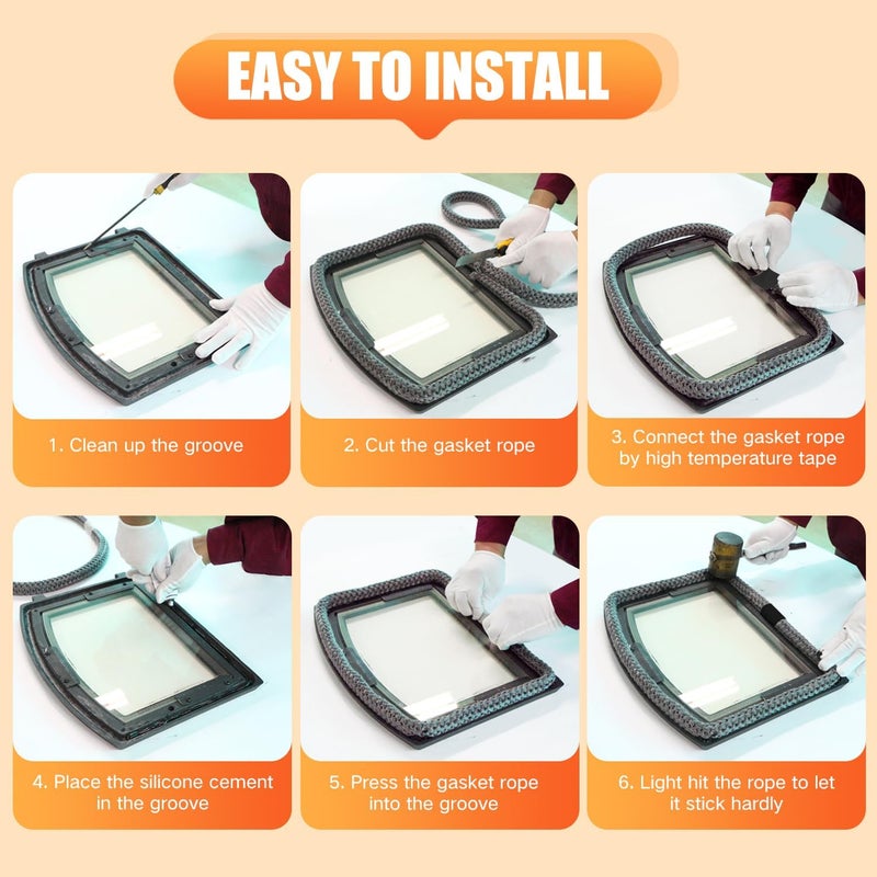 Protalwell Wood Stove Gasket (1/4" x 72" Rope), Wood Stove Door Gasket, Grey Color Fiberglass Gasket, Wood Stove Door Seal, 1/4 in High Temperature Resistant Wood Stove Gasket Rope - Image 5