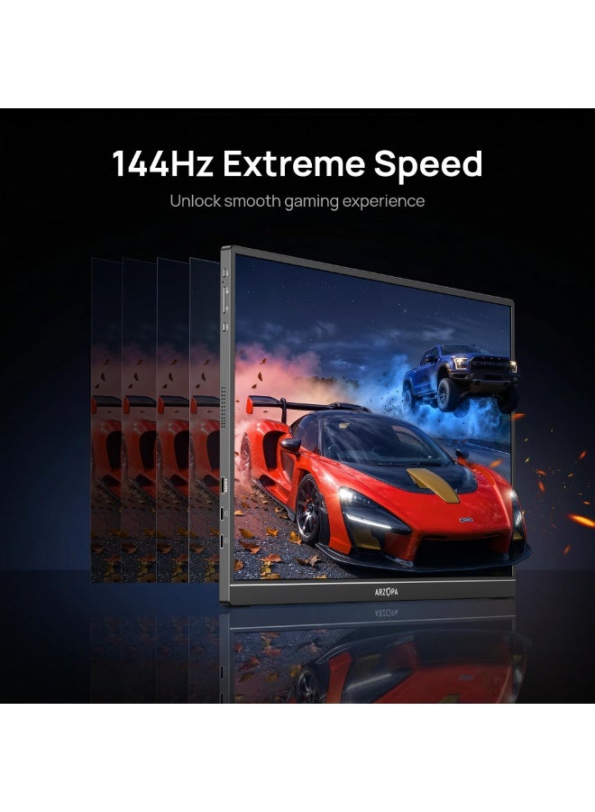 ARZOPA G1 Game MAX 16.1'' 144Hz Portable Gaming Monitor 106% sRGB 1080P FHD Kickstand with HDR Ultra Slim External Second Screen for Laptop PC PS5 Mac Xbox - Image 3