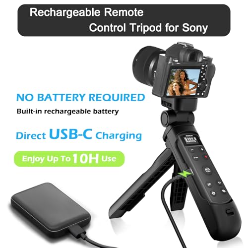 AODELAN for Sony Vlogging Hand Grip Tripod OLED Rechargeable Wireless Camera Remote Control for ZVE10 A7IV A7III ZV1 ZV1F A6700 A6400 A6100 RX100 FX3 FX30 Replaces GPVPT2BT - Image 3