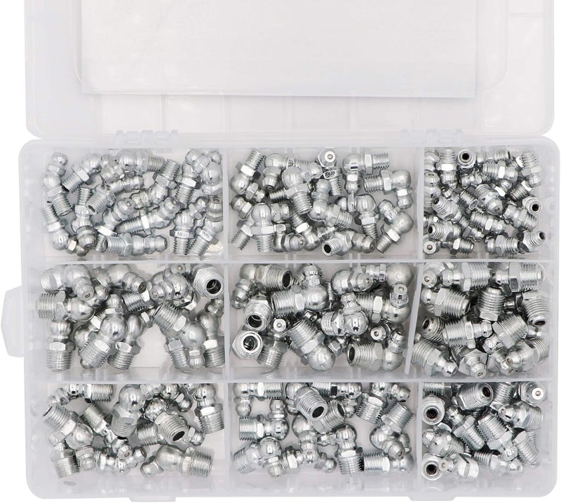 Taxutor 160-Pieces MM Metric Hydraulic Zerk Grease Fitting Assortment Set - M6 M8 M10 - Image 2