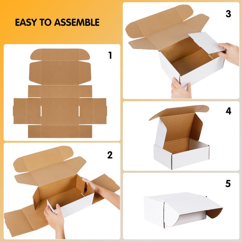 JOWLOT 12x9x4 inch Shipping Boxes Set of 20, White Corrugated Cardboard Box Literature Mailer for Mailing Packing Moving and Storage - Image 3