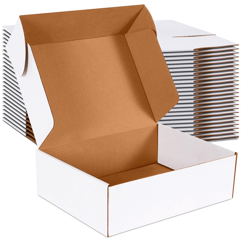 JOWLOT 12x9x4 inch Shipping Boxes Set of 20, White Corrugated Cardboard Box Literature Mailer for Mailing Packing Moving and Storage - Image 1