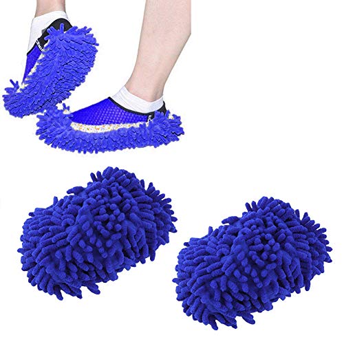 Home Mop Sweep Floor Cleaning Duster Cloth Housework Soft Slipper SY 1 PairBlue