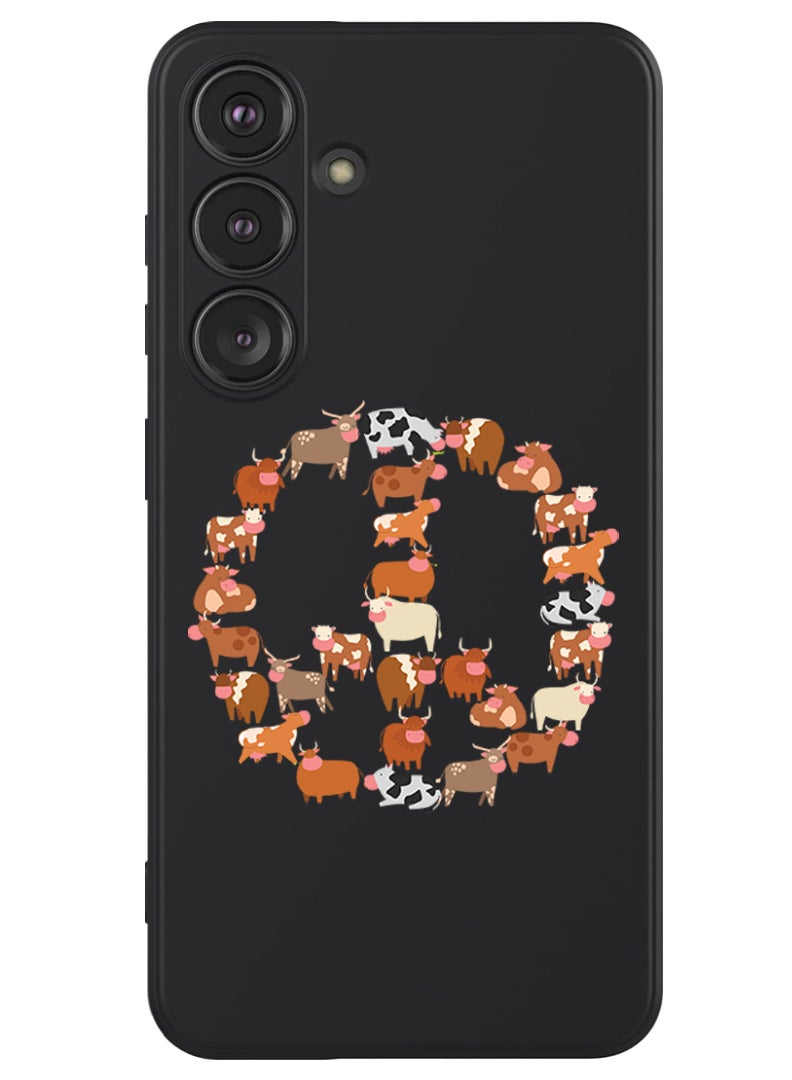 Theodor Protective Slim Fit Case Liquid Silicone Cover with Full Body Protection Anti-Scratch Shockproof Case For Samsung Galaxy S24 (Black) - Cows - Image 1