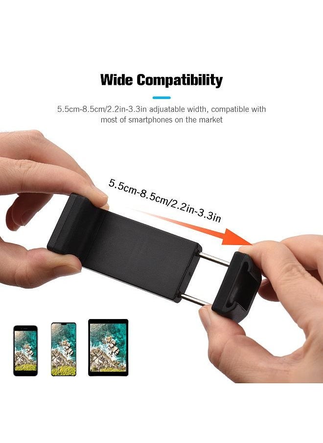 ANDOER - Andoer AD-05 Universal Phone Tripod Mount Smartphone Holder Clamp with Backside Folding Stand Cold Shoe Mount 1/4 Inch Thread for Smartphones Vlog Live Streaming Video Conference Online Teaching - Image 1