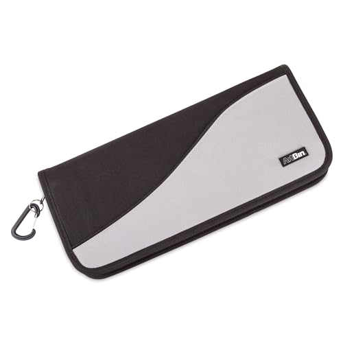 ArtBin 6875AG Hook & Needle Folio, Portable Knitting & Crochet Organizer, [1] Zippered Poly Canvas Case, Gray/Black - Image 1