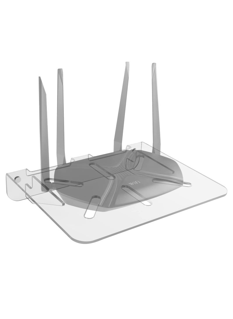 CaSZLUTION CaSZLUTION WiFi Router Wall Mount Shelf Acrylic Floating Wall Shelf Holder Universal Storage Shelf Stand for Router Modem Mini Projector TV Box Speaker and etc 122 X 1003 Inch Clear 