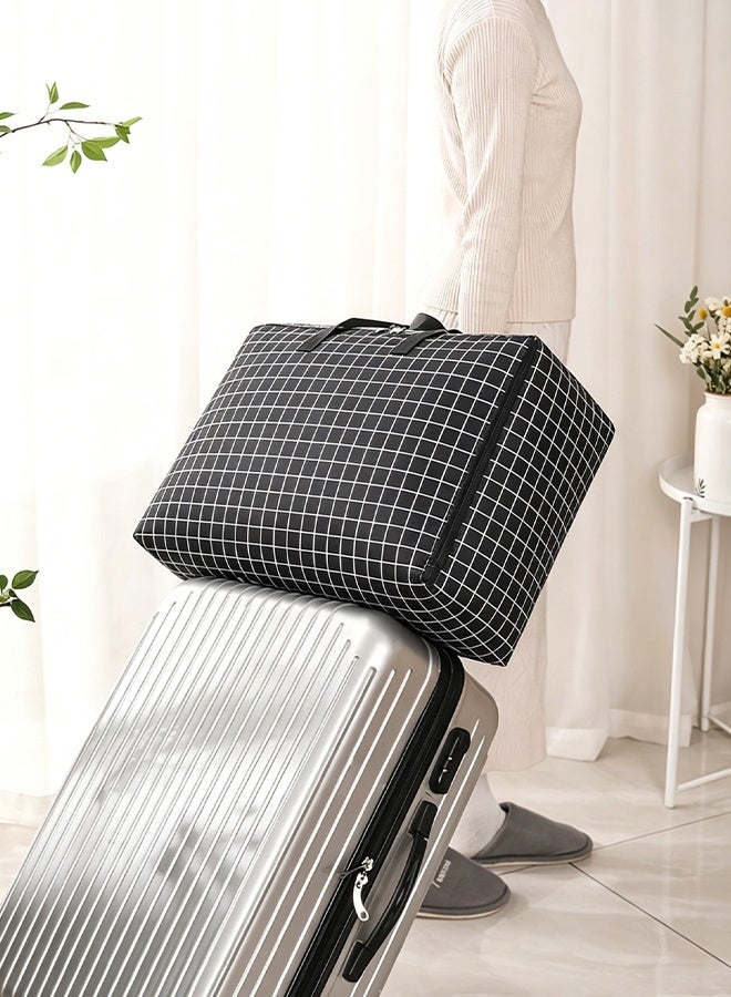 DUNISO 2 Pack Large Moving Bags, Grid Heavy‑Duty Storage Tote with Reinforced Handles & Durable Double Zipper, Water Resistant Foldable Duffle Sack for Clothes, Bedding, Quilt, Pillow, Household Storage, Moving & Travel - Image 5
