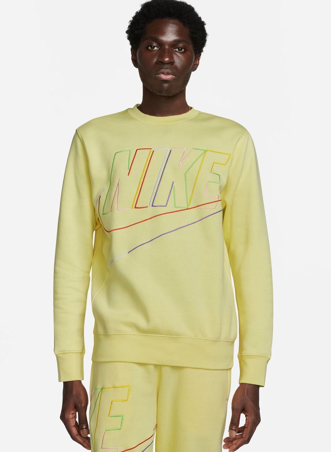 nike club crew sweatshirt yellow