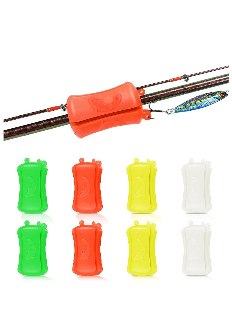 KASTWAVE Silicone Fishing Rod Fixed Ball, Portable Rubber Fishing Pole Clip, Multi-Function Reusable Wear Resistant Fixing Pole Wrap, for Various Sizes Fishing Pole, 4 Colors, 8 Pcs - Image 1