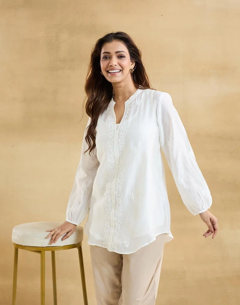 Fabindia Natural Cotton Silk Chikankari Slip & Clara Tunic