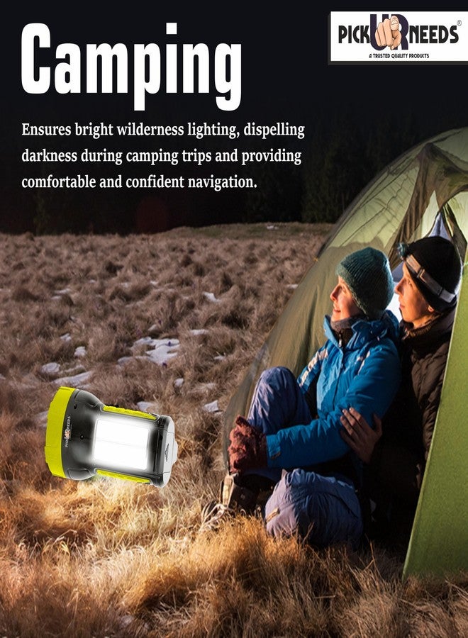 اختر احتياجاتك مصباح بحث قابل لإعادة الشحن بعيد المدى بقوة 50 واط مع أنبوبين جانبيين للطوارئ (أصفر) - Image 3