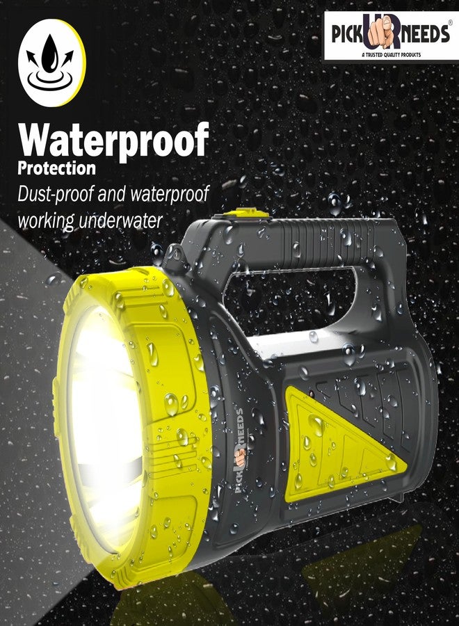 اختر احتياجاتك مصباح بحث قابل لإعادة الشحن بعيد المدى بقوة 50 واط مع أنبوبين جانبيين للطوارئ (أصفر) - Image 4