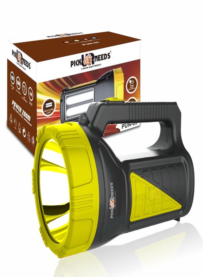 اختر احتياجاتك مصباح بحث قابل لإعادة الشحن بعيد المدى بقوة 50 واط مع أنبوبين جانبيين للطوارئ (أصفر) - Image 1