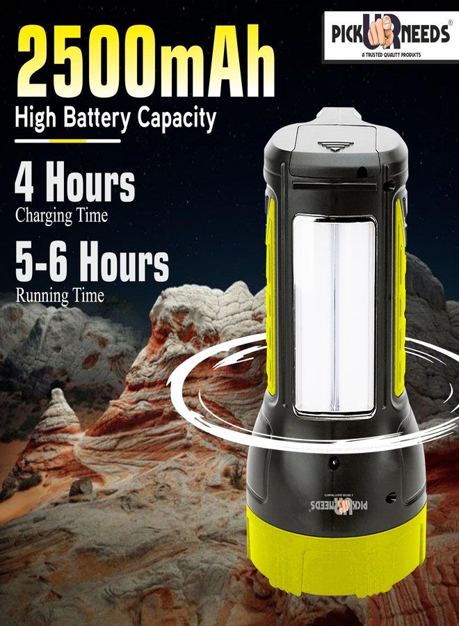 اختر احتياجاتك مصباح بحث قابل لإعادة الشحن بعيد المدى بقوة 50 واط مع أنبوبين جانبيين للطوارئ (أصفر) - Image 2