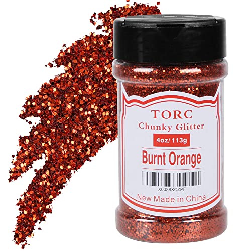 TORC Burnt Orange Chunky Glitter 4 OZ Glitter for Resin Crafts Tumblers Cosmetic Art Festival Decoration - Image 1