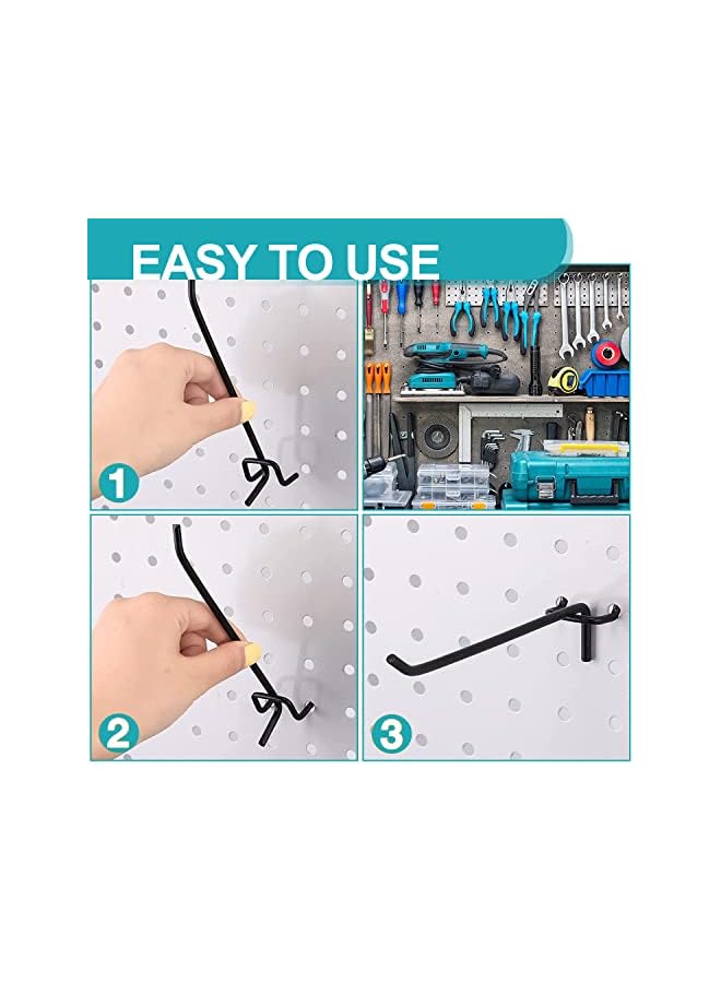 PROMASS Pegboard Hooks 6 Inch, 100 Pcs Black Peg Board Hooks for Hanging Pegboard Display Hooks, Heavy Duty Pegboard Hooks, Peg Wall Hooks Fit 1/8 and 1/4 Inch Pegboard for Garage, Office, Kitchen, Store  - Image 5