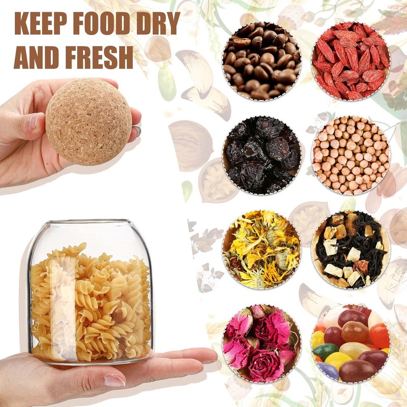 Cunhill 3 Pcs Glass Jar with Ball Cork Lid Decorative Round Bottle Sealed Canister Jar Storage Container Organizer with Airtight Wooden Lid for Food Coffee Bean Candy Biscuits Spice(500 ML/ 17 Oz) - Image 5