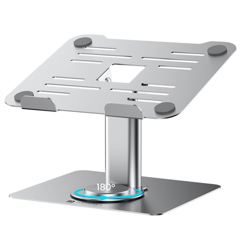Portronics Portronics Twister Metal Laptop Stand with Rotation Base Angle Height Adjustable Improves Air Flow Metal Alloy Build 10 KG Max Weight for Laptops Grey - Image 1