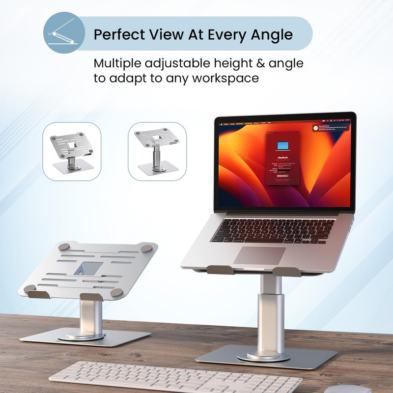 Portronics Portronics Twister Metal Laptop Stand with Rotation Base Angle Height Adjustable Improves Air Flow Metal Alloy Build 10 KG Max Weight for Laptops Grey - Image 2
