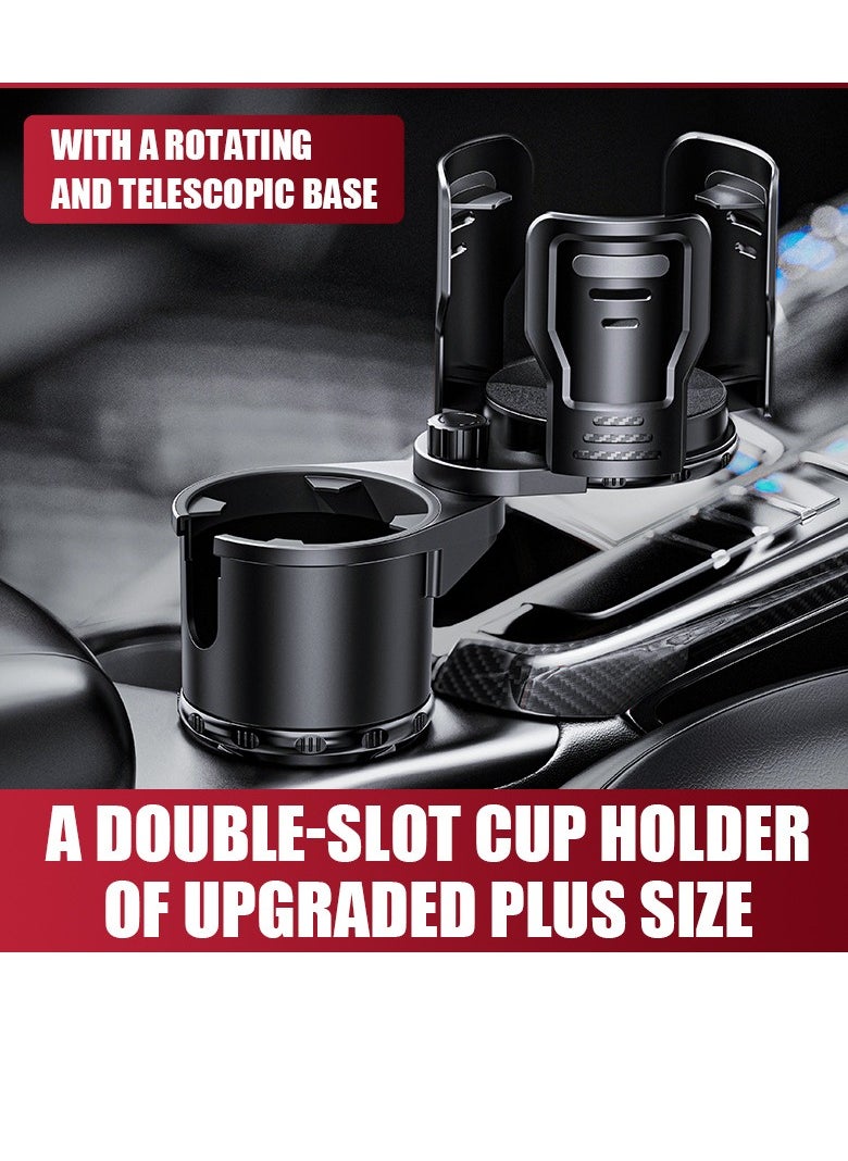 ET-LIFE - Car Cup Holder Expander,2 in 1 Expandable Cup Holder for Car with Locking Function and 360° Rotating - Image 1