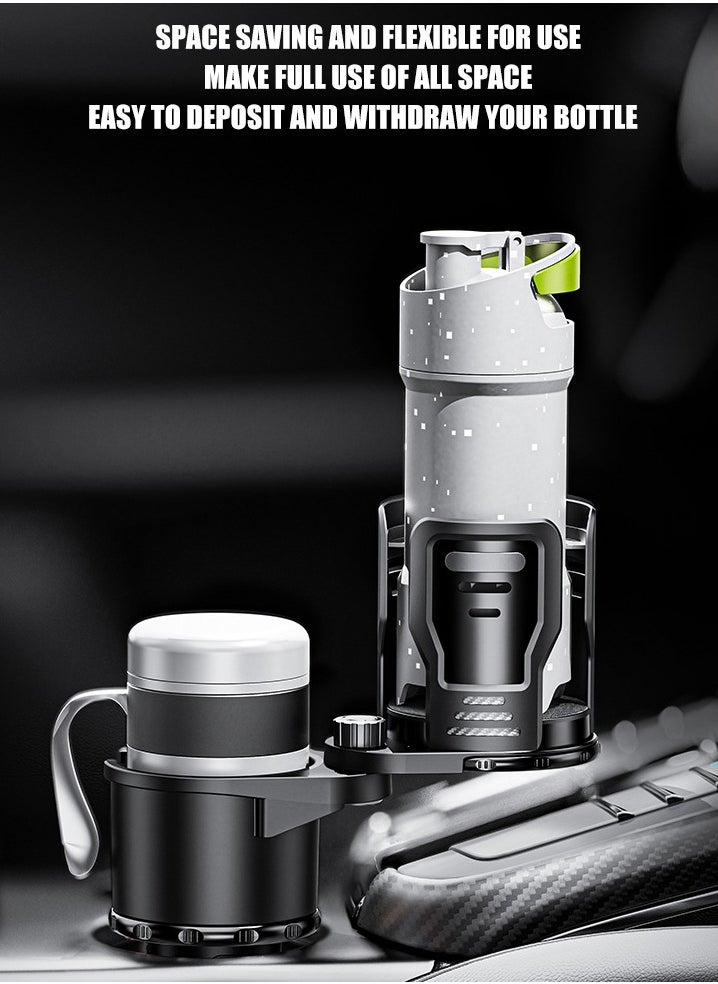 ET-LIFE - Car Cup Holder Expander,2 in 1 Expandable Cup Holder for Car with Locking Function and 360° Rotating - Image 1