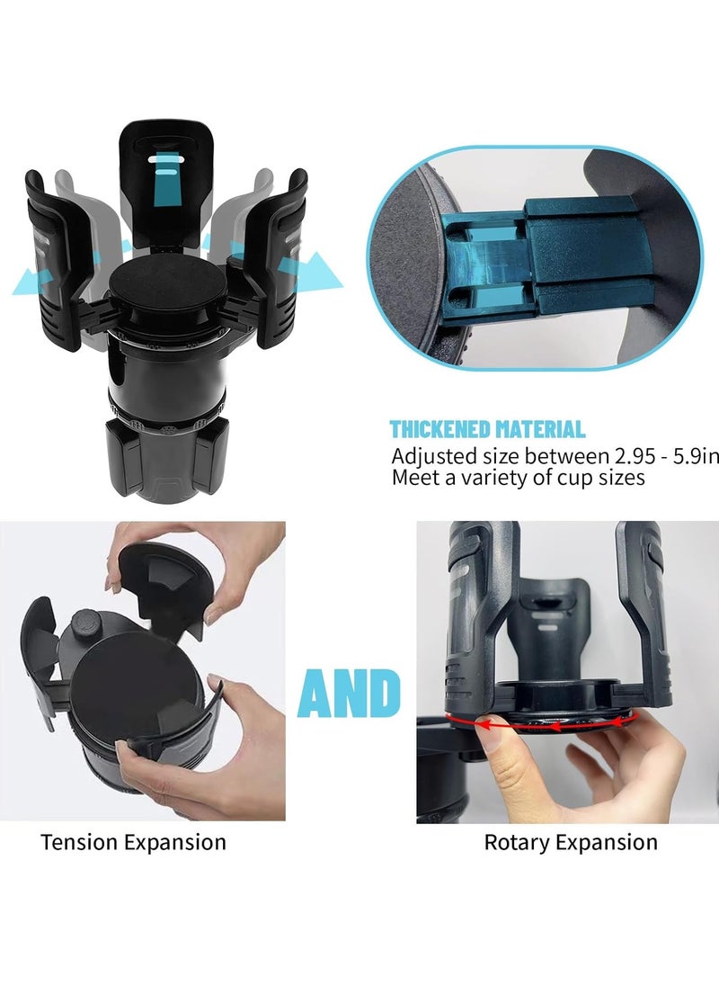 ET-LIFE - Car Cup Holder Expander,2 in 1 Expandable Cup Holder for Car with Locking Function and 360° Rotating - Image 1