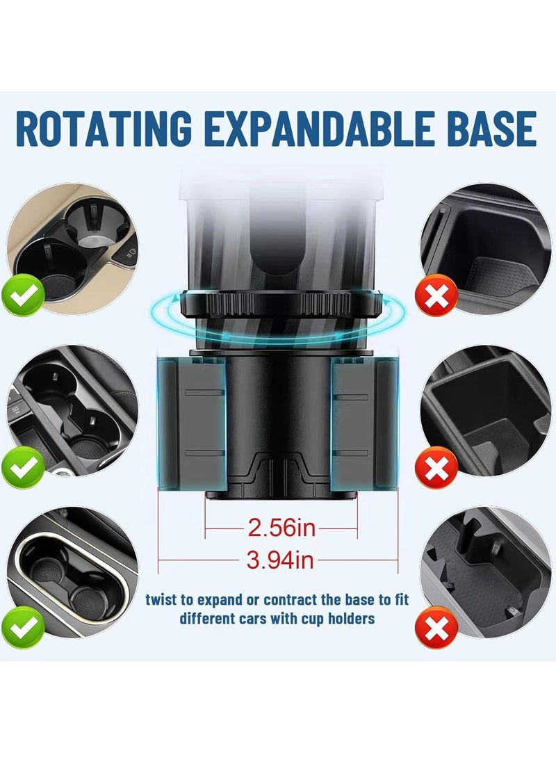 ET-LIFE - Car Cup Holder Expander,2 in 1 Expandable Cup Holder for Car with Locking Function and 360° Rotating - Image 1