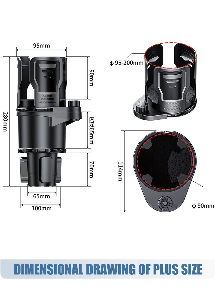 ET-LIFE - Car Cup Holder Expander,2 in 1 Expandable Cup Holder for Car with Locking Function and 360° Rotating - Image 1