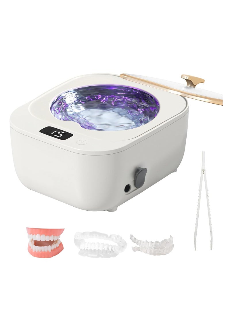Ultrasonic Cleaner for Retainers, Sonic Cleaning Machine with Light, 48kHz Fast Cleaning for Aligners, Dentures, and Mouth Guards, 240ml Capacity Ultrasonic Cleaning Device. - Image 1