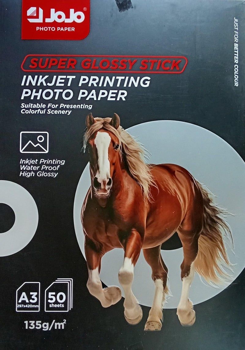 JOJO Sticker Photo Paper, 135 gsm, 50 Sheets, A3, high qulaity - Image 1
