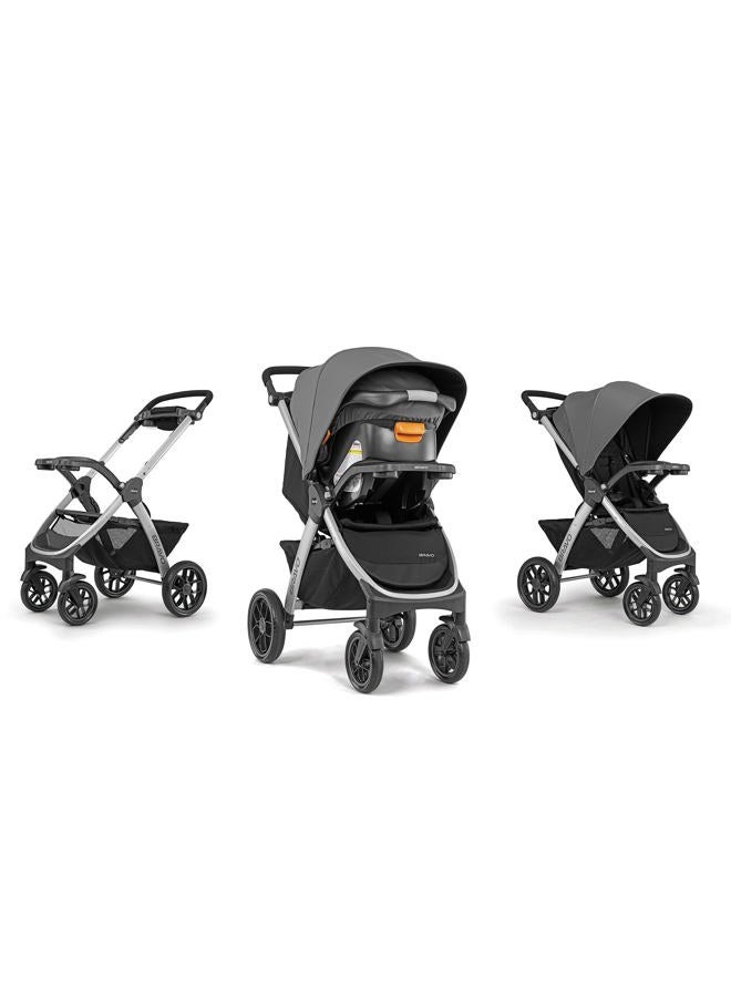Chicco 3-in-1 Trio Travel System, Quick-Fold Stroller, KeyFit 30 Infant Car Seat and Base, Car Seat and Stroller Combo, Camden/Black - Image 3