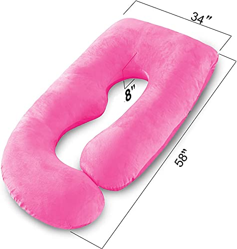 DADDY COOL Luxurious Full Body J Shape Maternity/Feeding/Nursing/Pregnancy Pillow for Pregnant Women with Made of 100% Velvet Pillow Cover (Pink) - Image 3