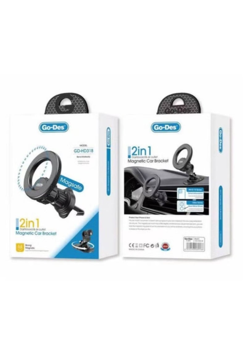 JAJEEK Magnetic Car Holder MagSafe 360° Rotatable 2-in-1 Vent & Flat Floor Phone Mount - Image 4