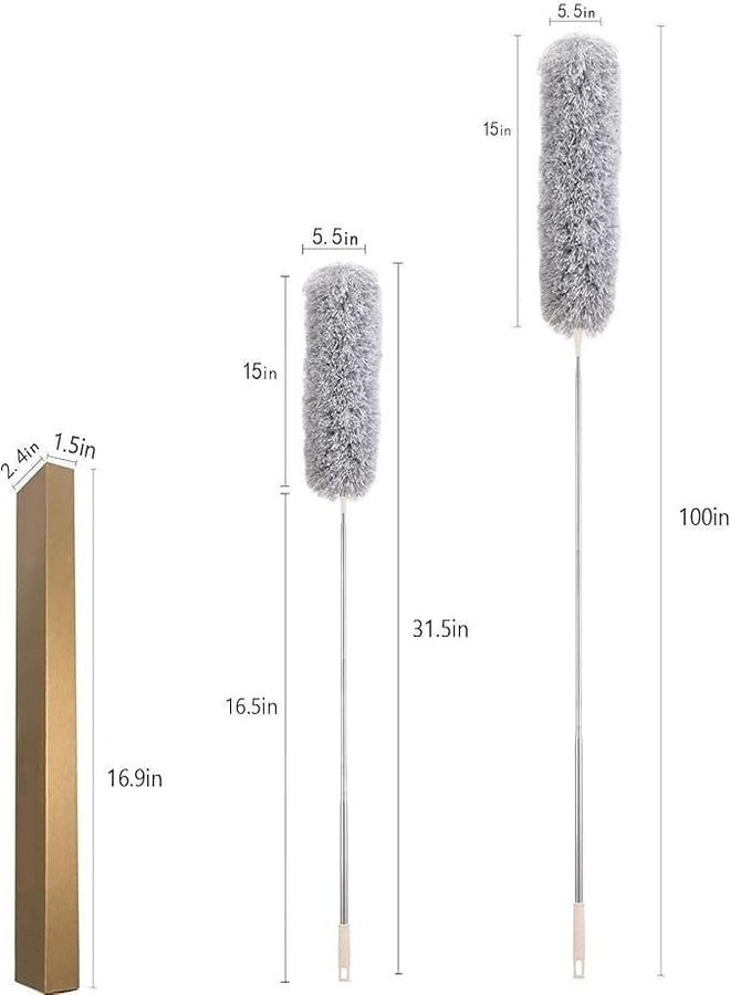 CRADIAX Microfiber Feather Duster Bendable & Extendable Fan Cleaning Duster with 100 inches Expandable Pole Handle Washable Duster for High Ceiling Fans,Window Blinds, Furniture (Standard) - Image 3
